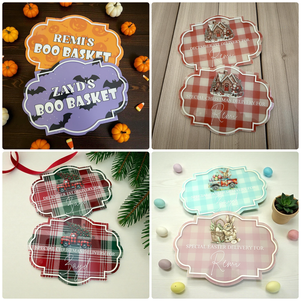 Interchangable crate with seasonal plaques