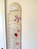 Personalised Wooden Height Chart - Strawberries & Bows