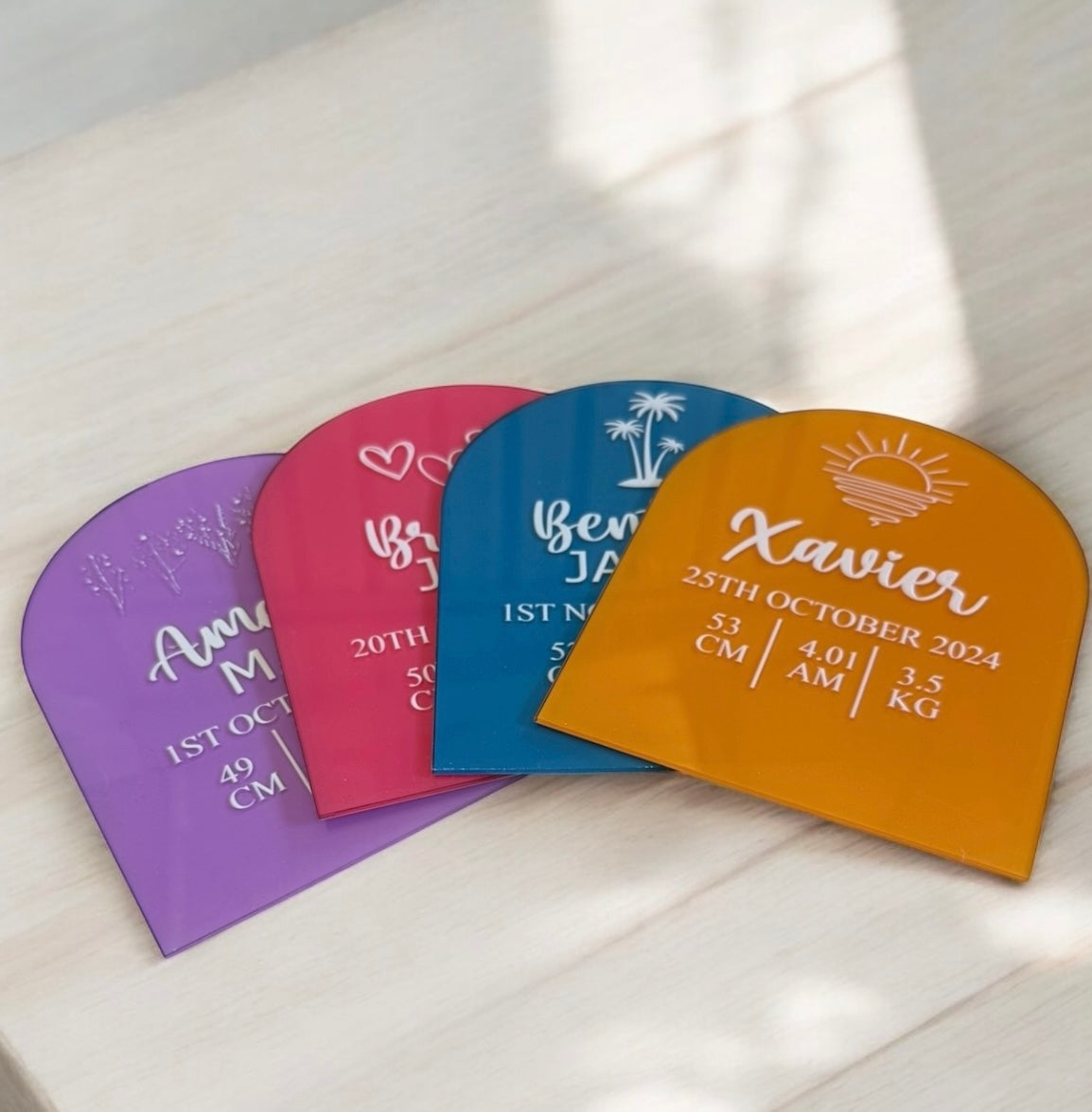 Baby birth details plaque