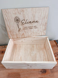 Personalised Wooden Keepsake box - Flower design