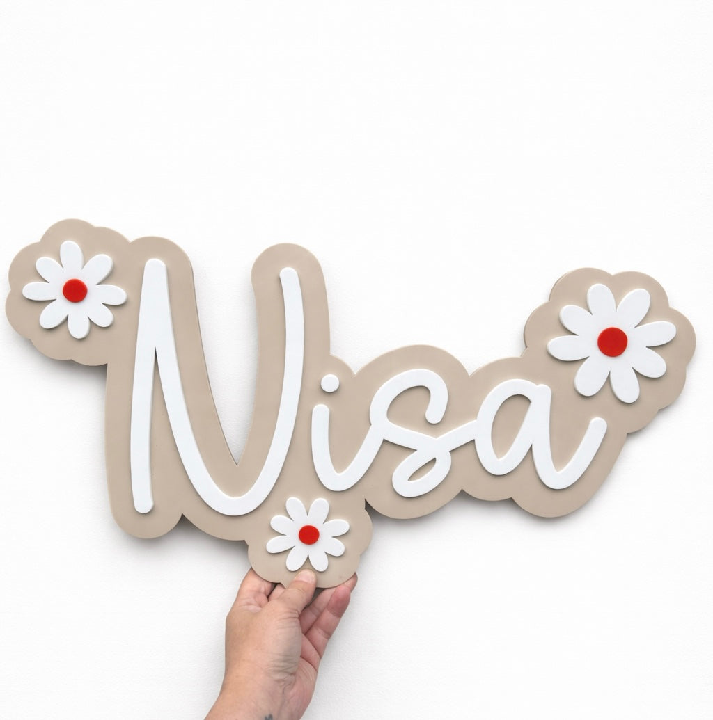 Flower acrylic name plaque