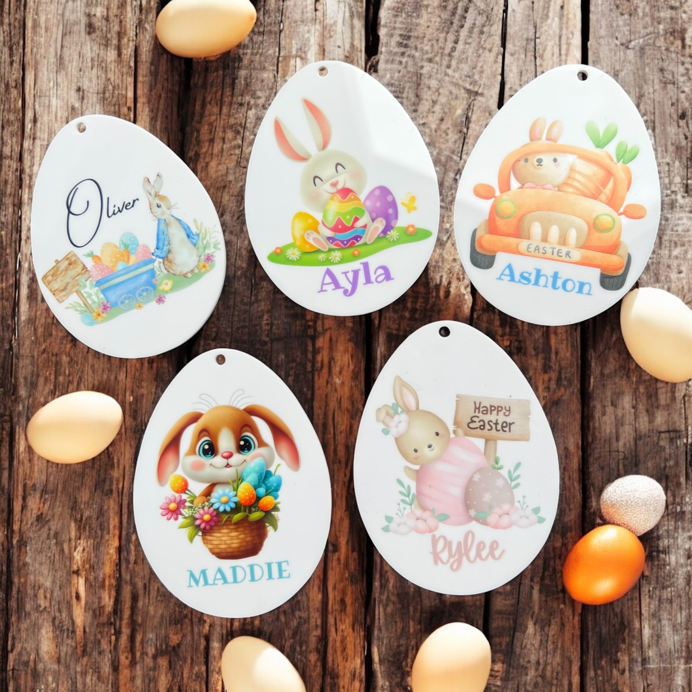 Easter egg shaped tags