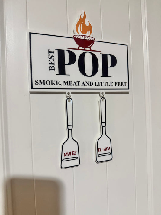 Smoke, Meat & Little Feet - BBQ family name plaque
