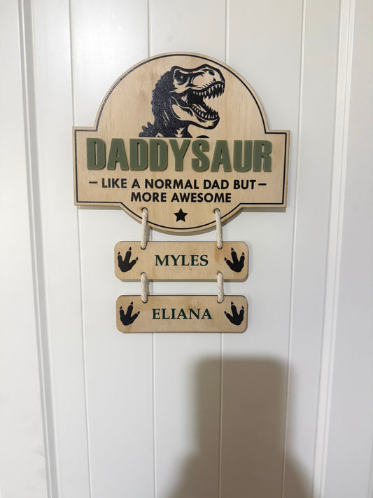 Daddysaur - personalised family name plaque