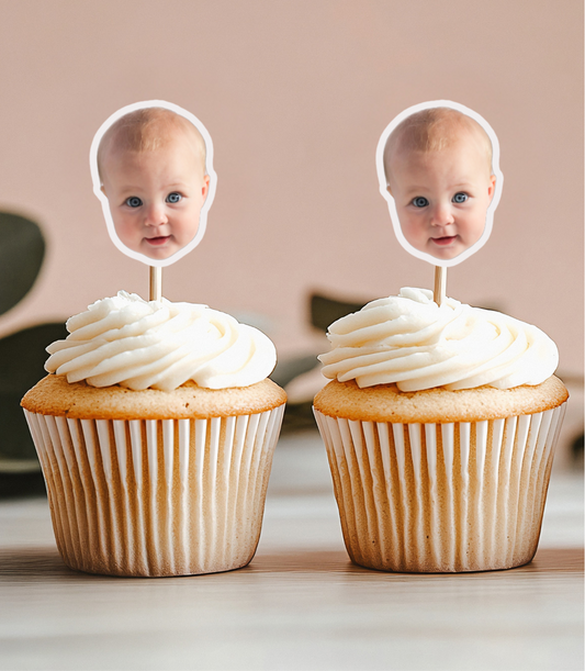 Personalised face cupcake toppers - 20 pack