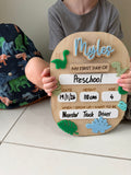 Interchangable first day/last day board - Dinosaur design