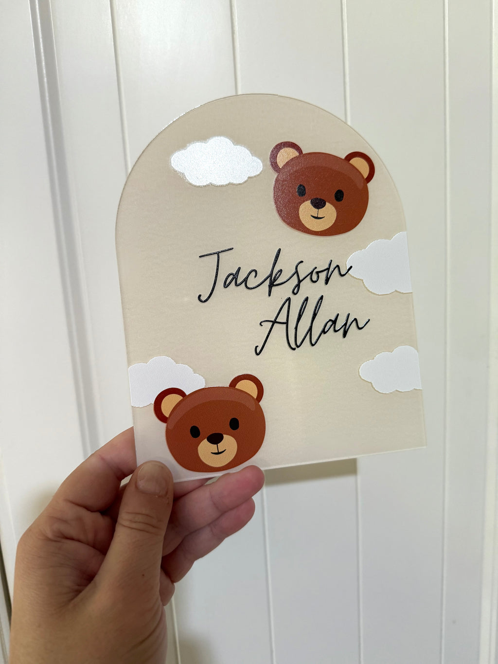 Teddy bear baby announcement plaque