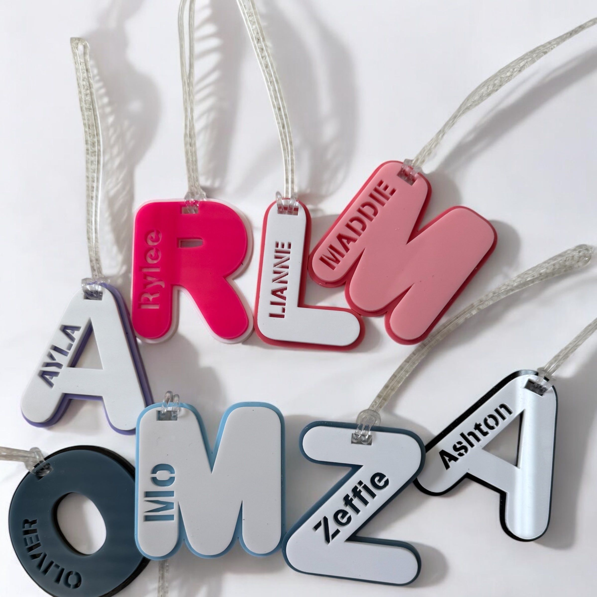 Personalised bag tags - letter style