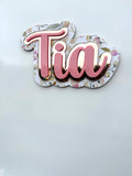 Printed floral themed name plaque
