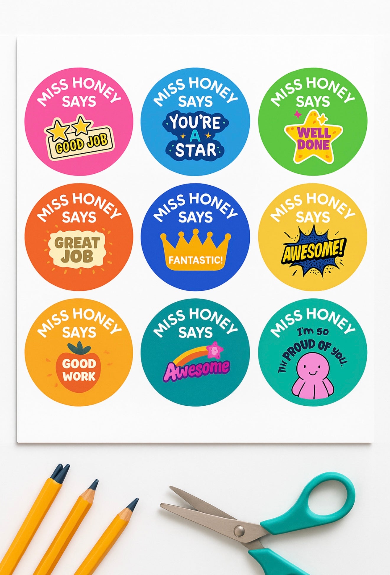 Teachers personalised stickers