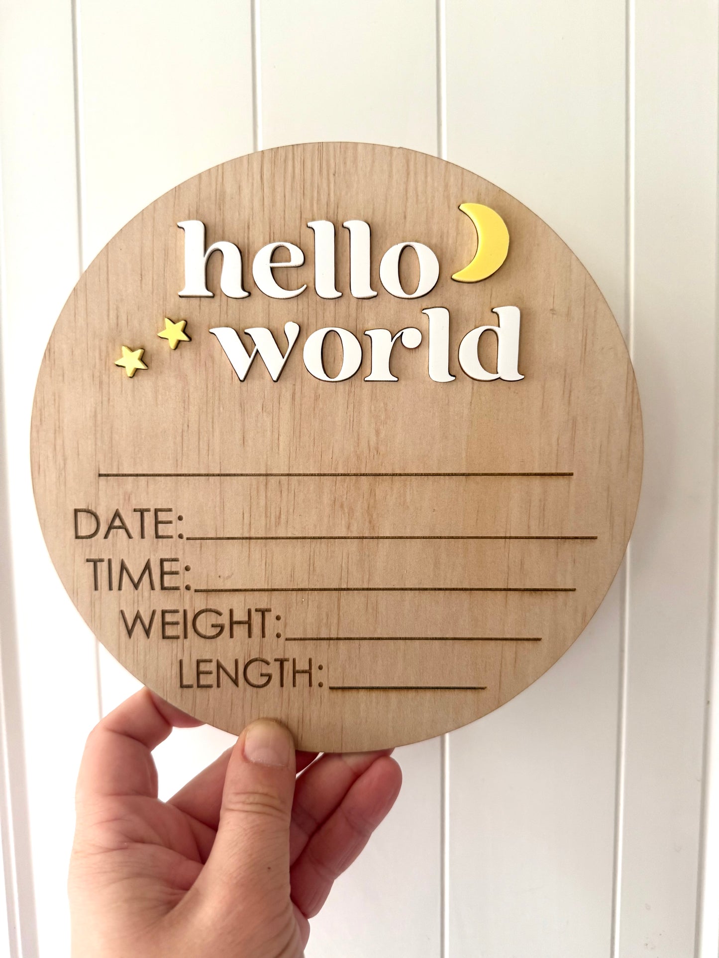 Stars and moon baby announcement plaque set