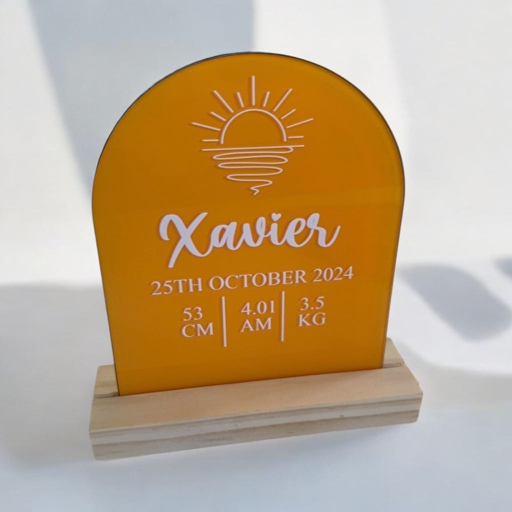 Baby birth details plaque