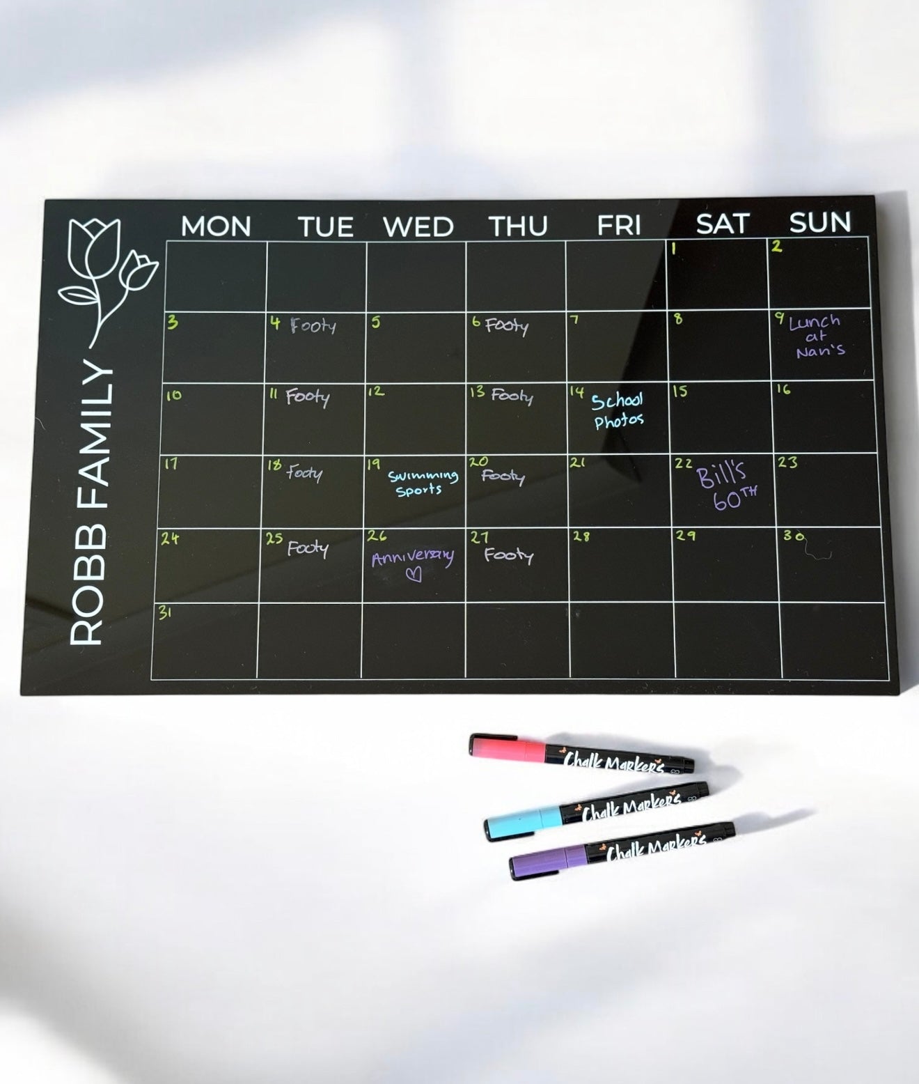 Family name - monthly wall planner