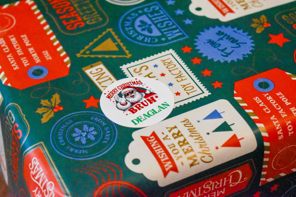 Personalised Christmas label stickers - round style
