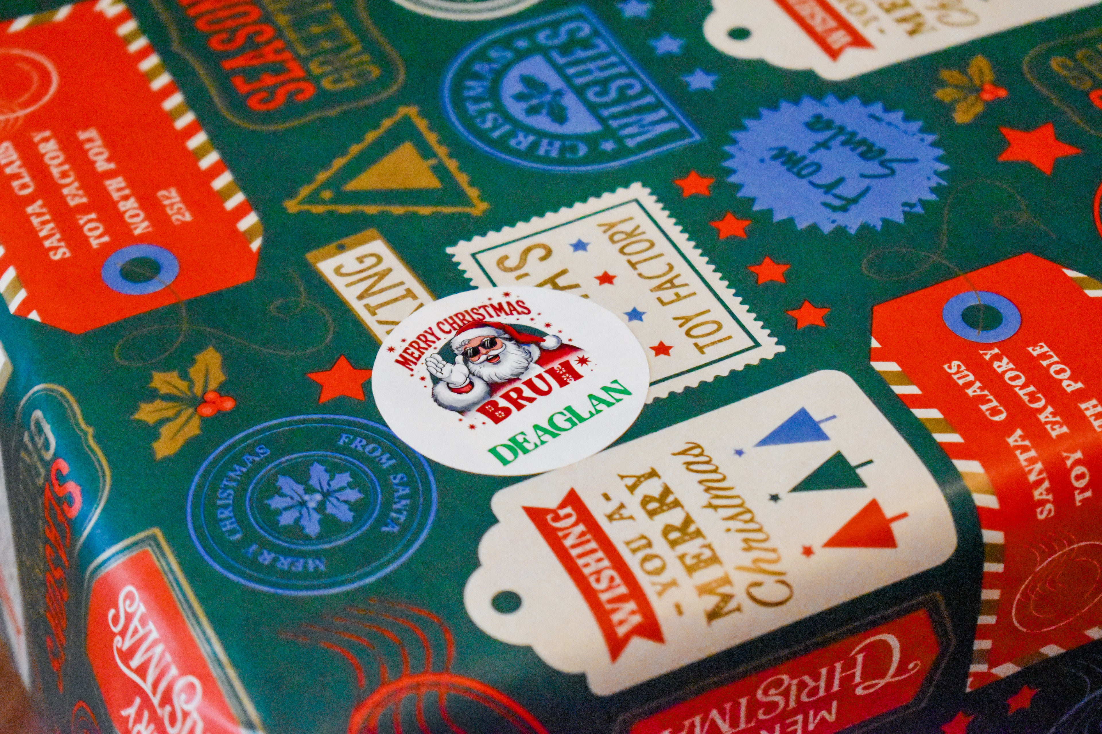 Personalised Christmas label stickers - round style