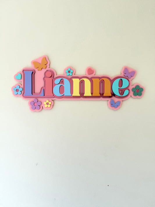 Flowers & Butterflies Name Plaque