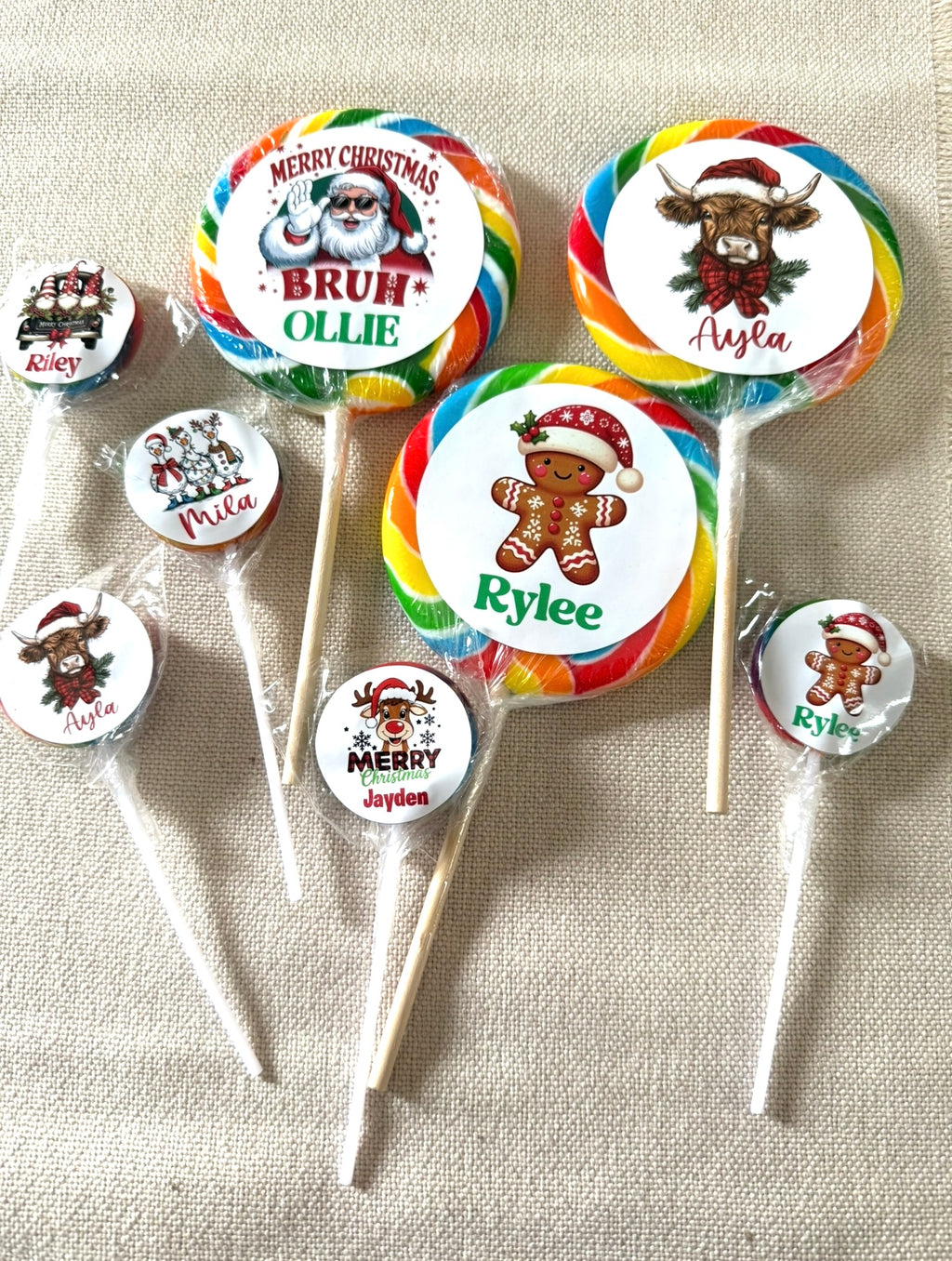 Personalised Christmas lollipops