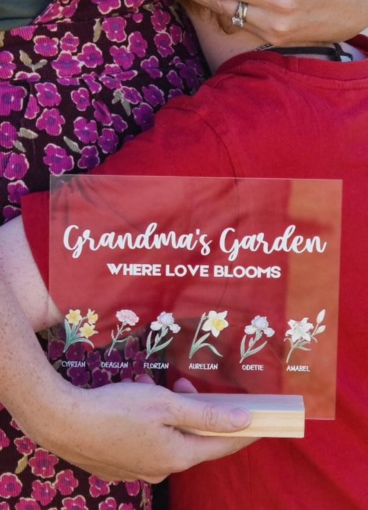 Garden plaque with birth flowers