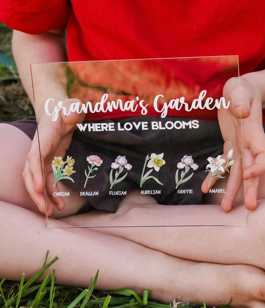 Garden plaque with birth flowers