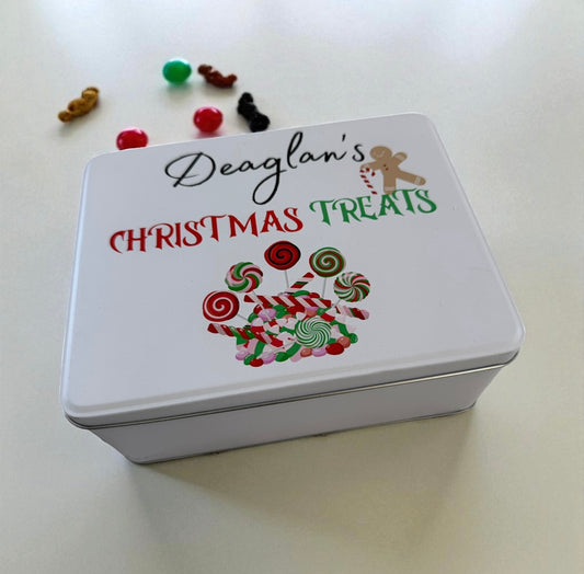 Personalised Christmas treats tin