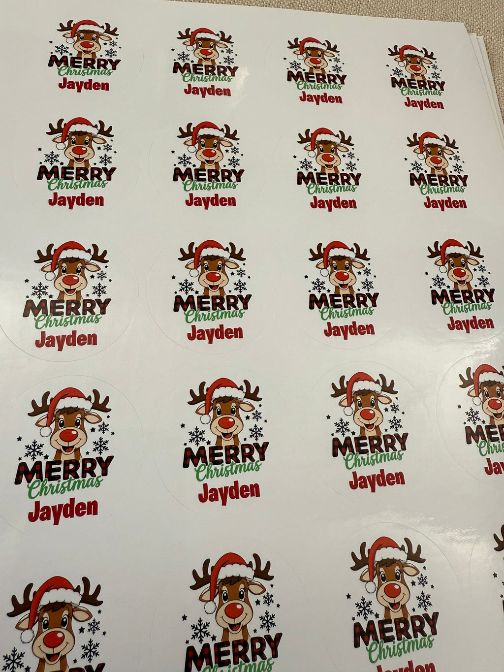 Personalised Christmas label stickers - round style