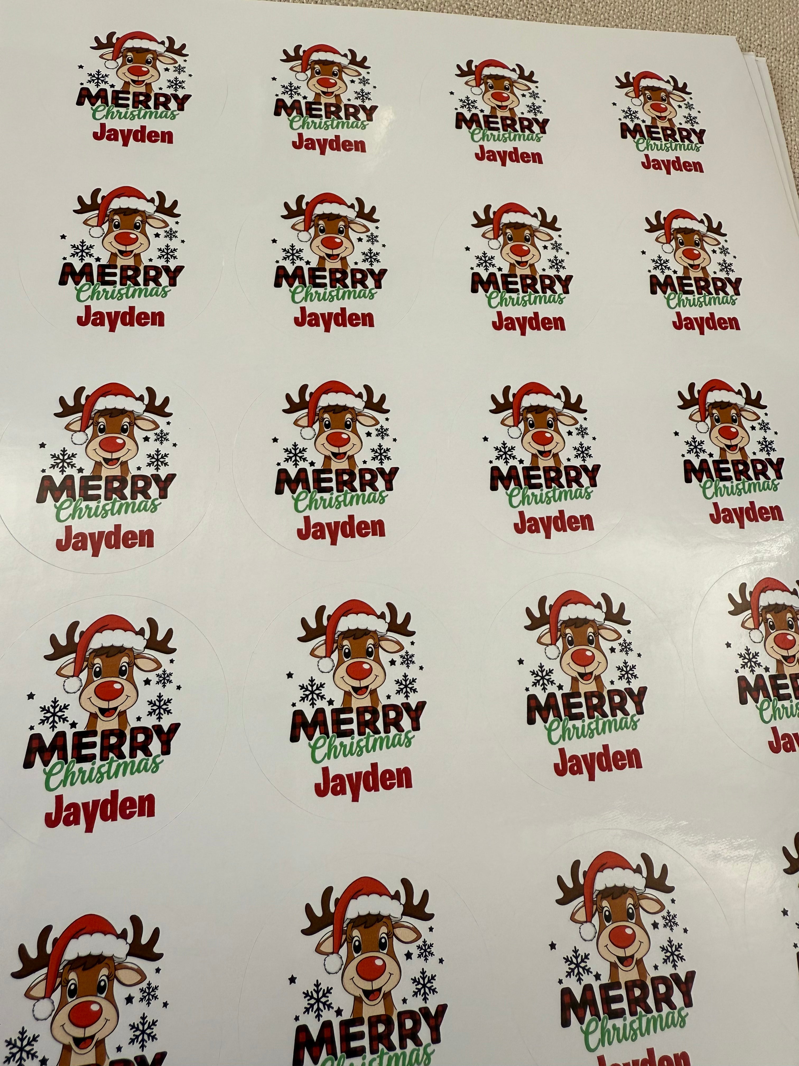 Personalised Christmas label stickers - round style