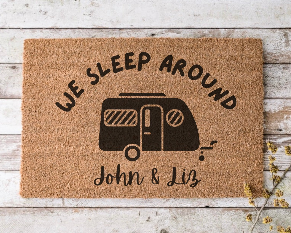 We sleep around - door mat - 4 Little Dreamers