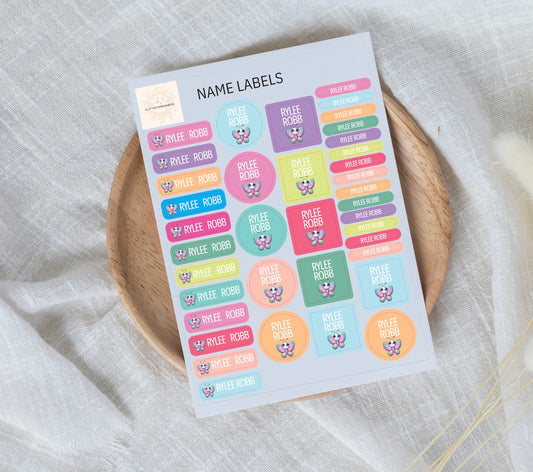 Name label sheets