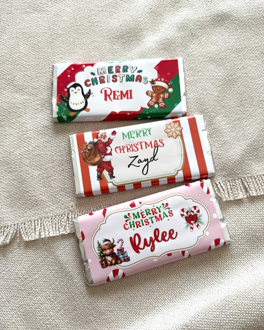 Christmas chocolate bars personalised