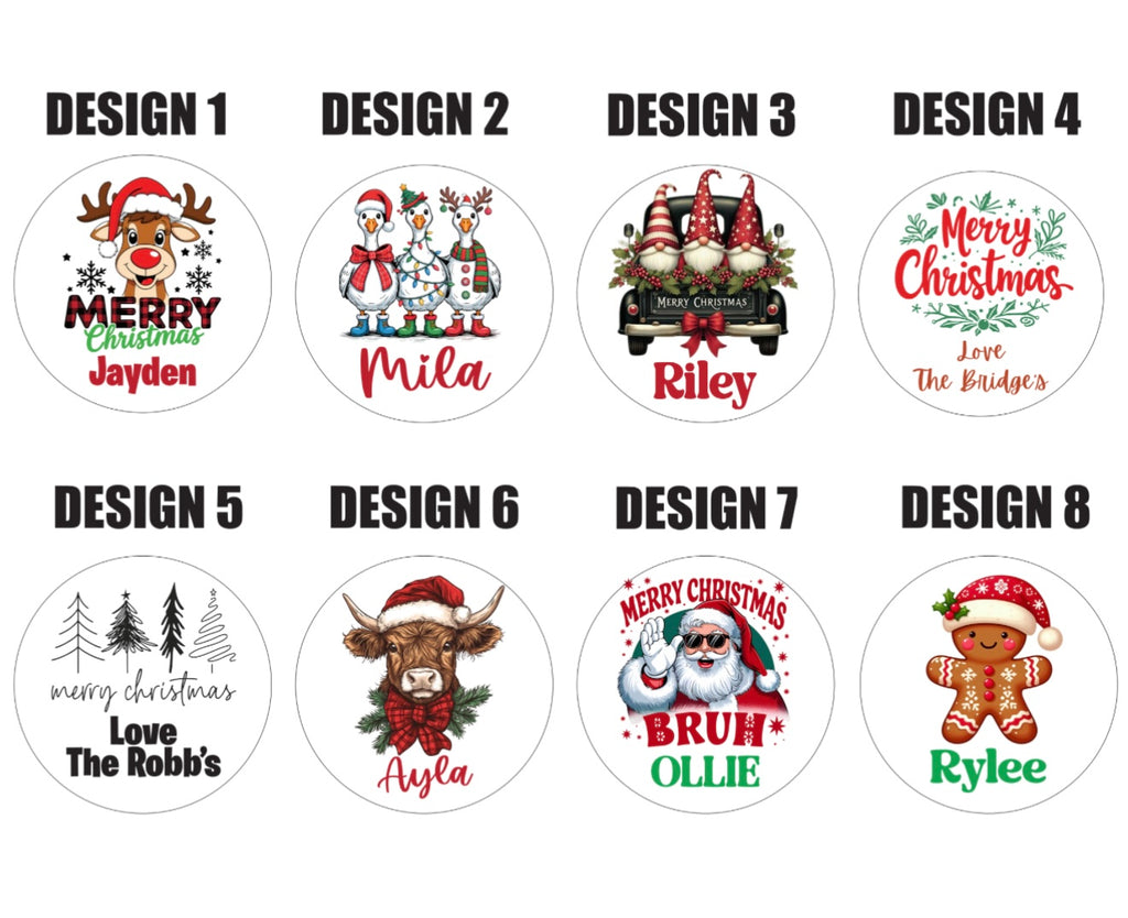 Personalised Christmas label stickers - round style