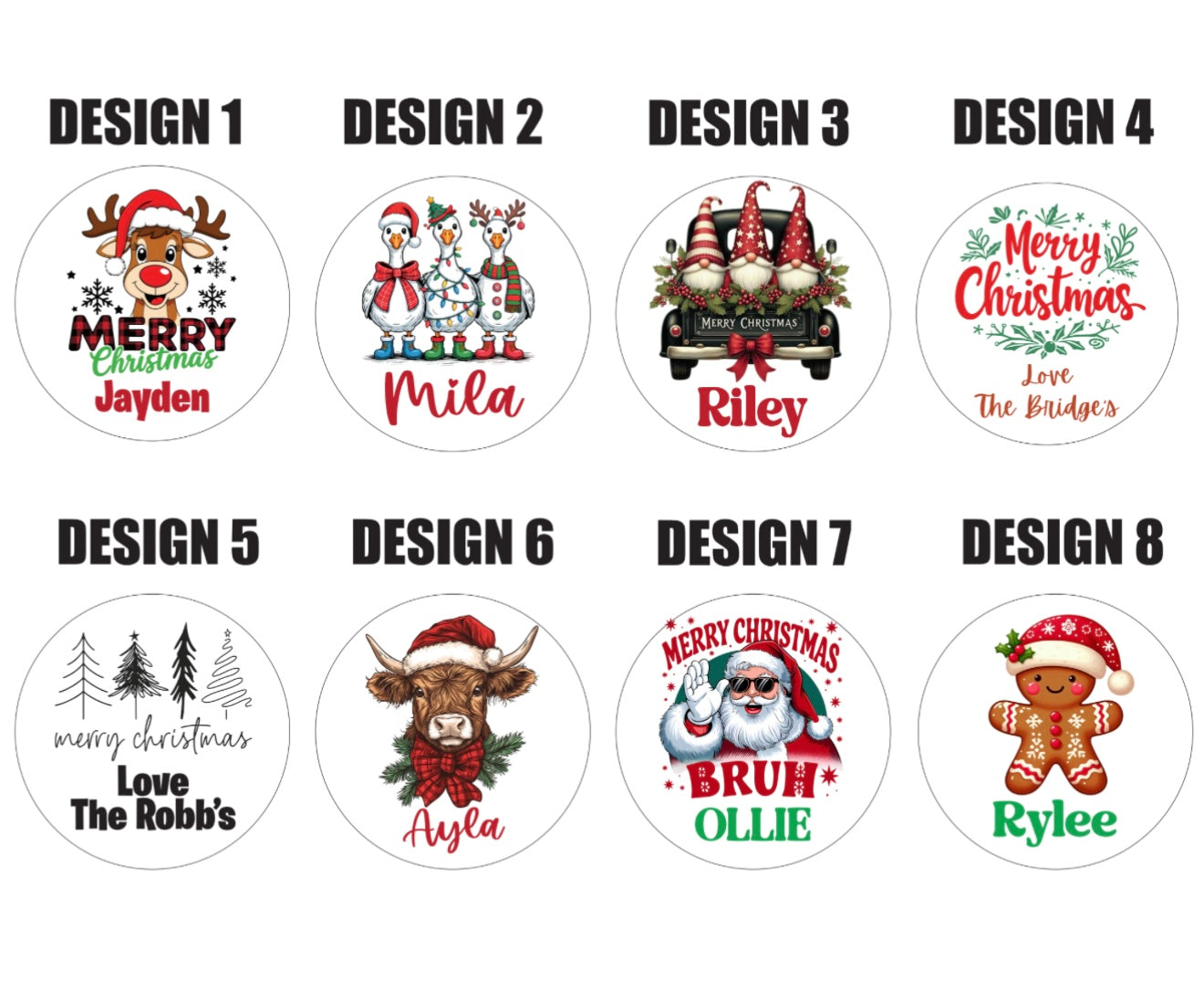 Personalised Christmas label stickers - round style