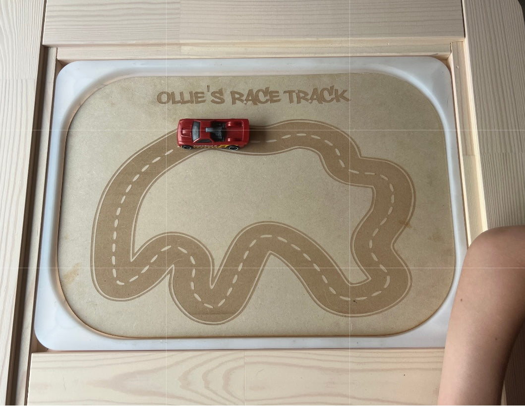 Race track personalised - FLISAT/TROFAST inserts for Large tub - 4 Little Dreamers