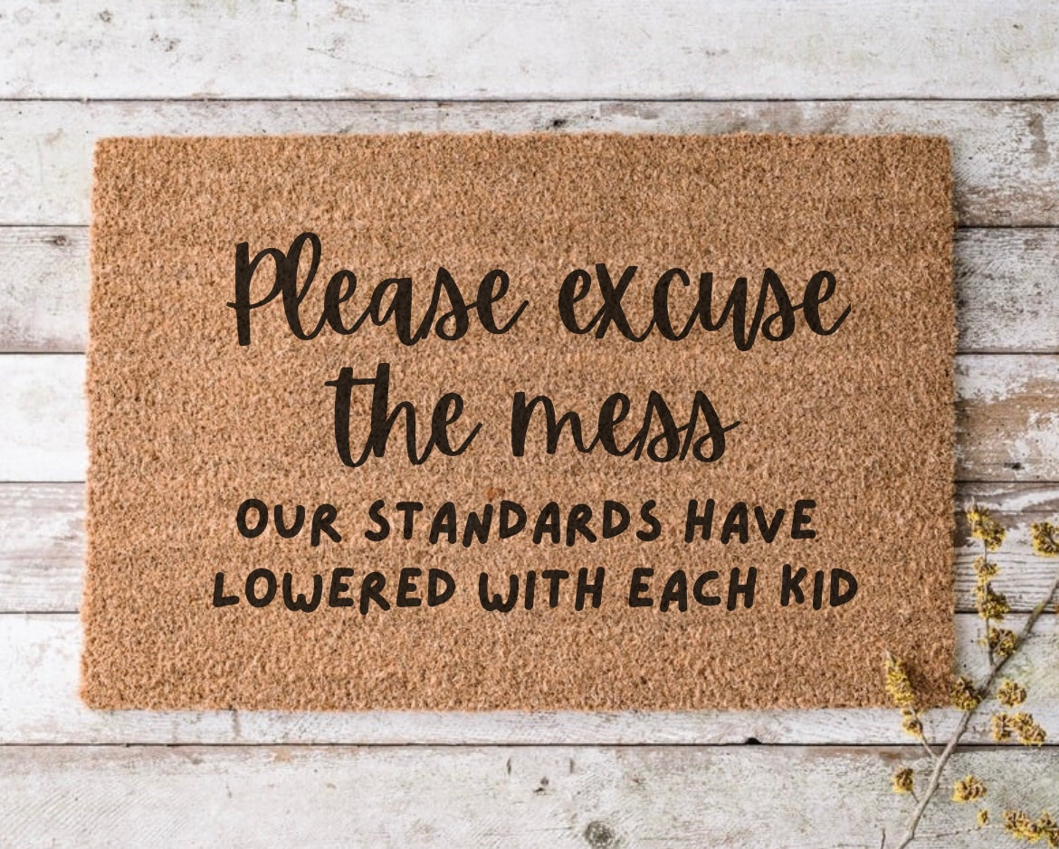 Please excuse tbe mess - door mat - 4 Little Dreamers