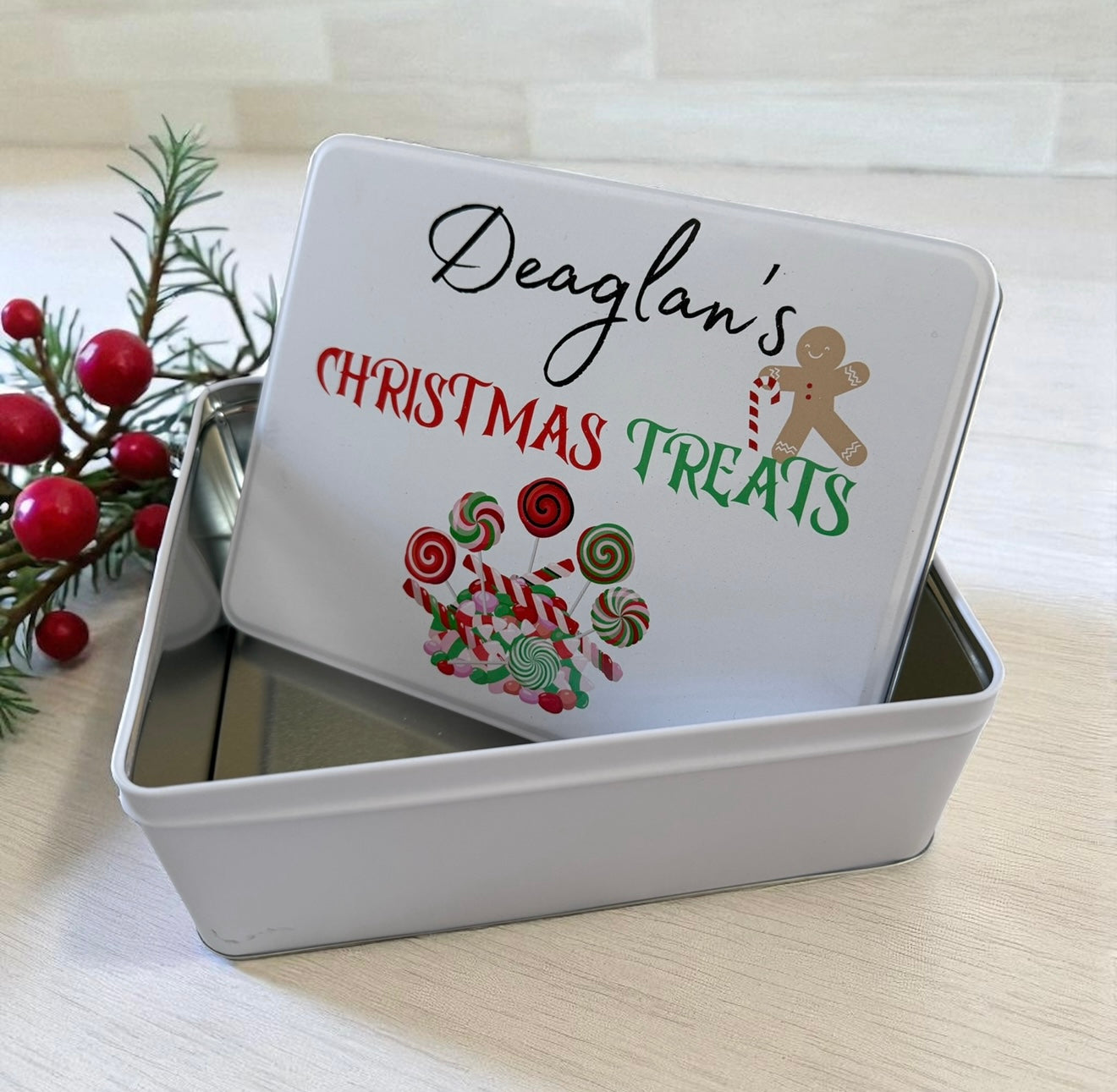 Personalised Christmas treats tin