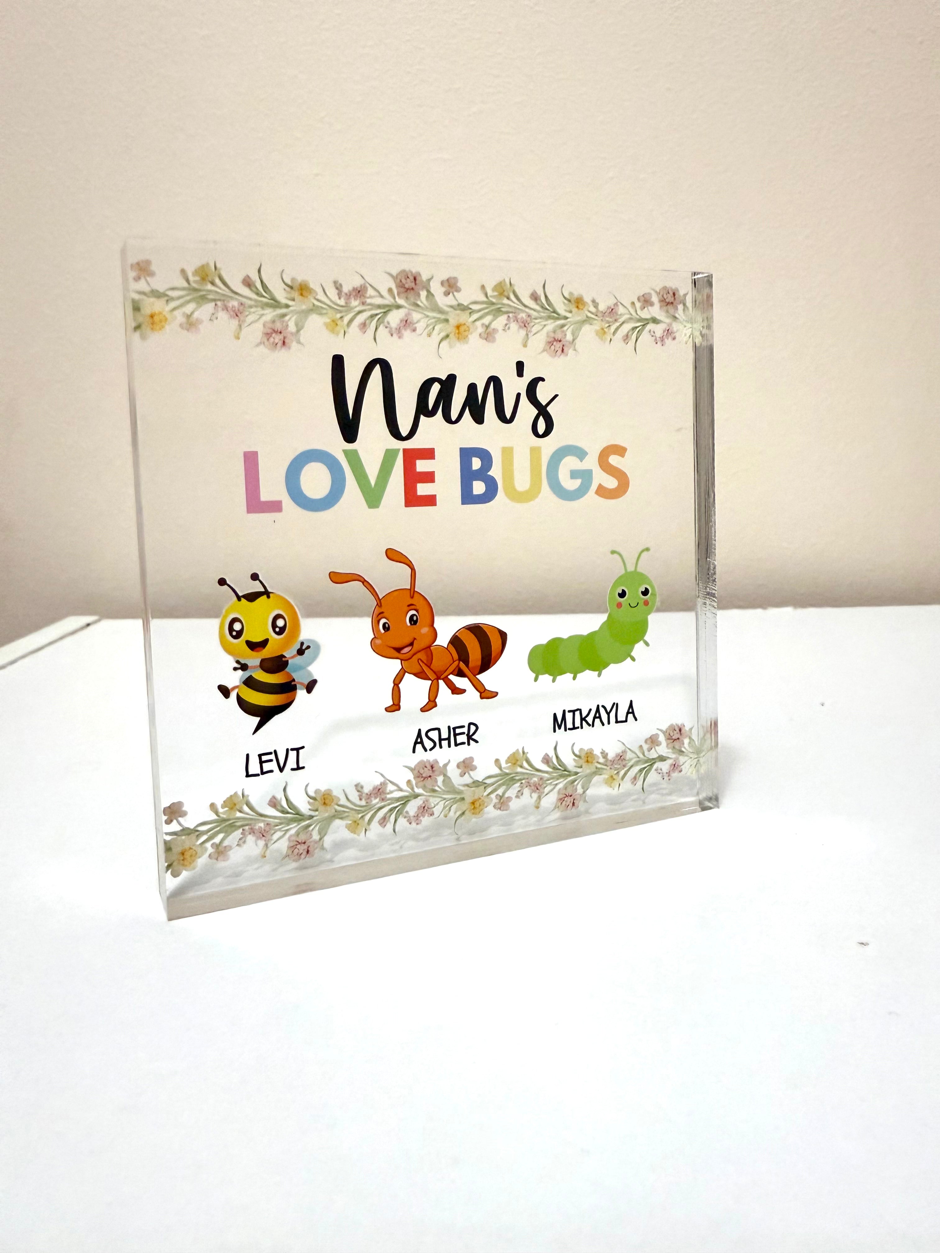 Personalised Love Bugs - acrylic standing block