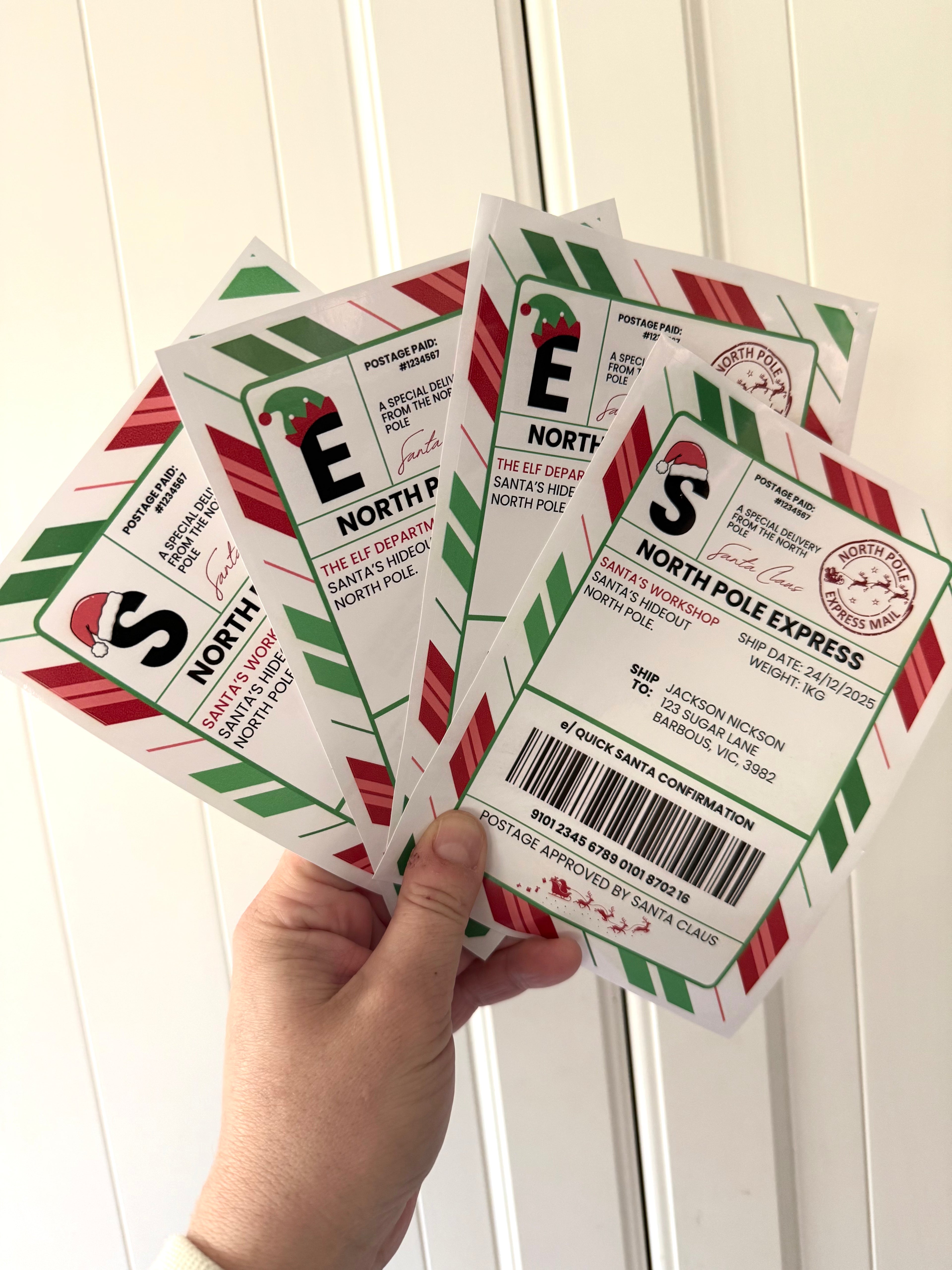 Santa & elf labels (set of 4)