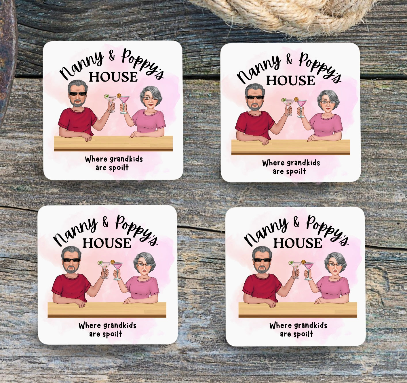 Grandparents house - set of 4 coasters - 4 Little Dreamers