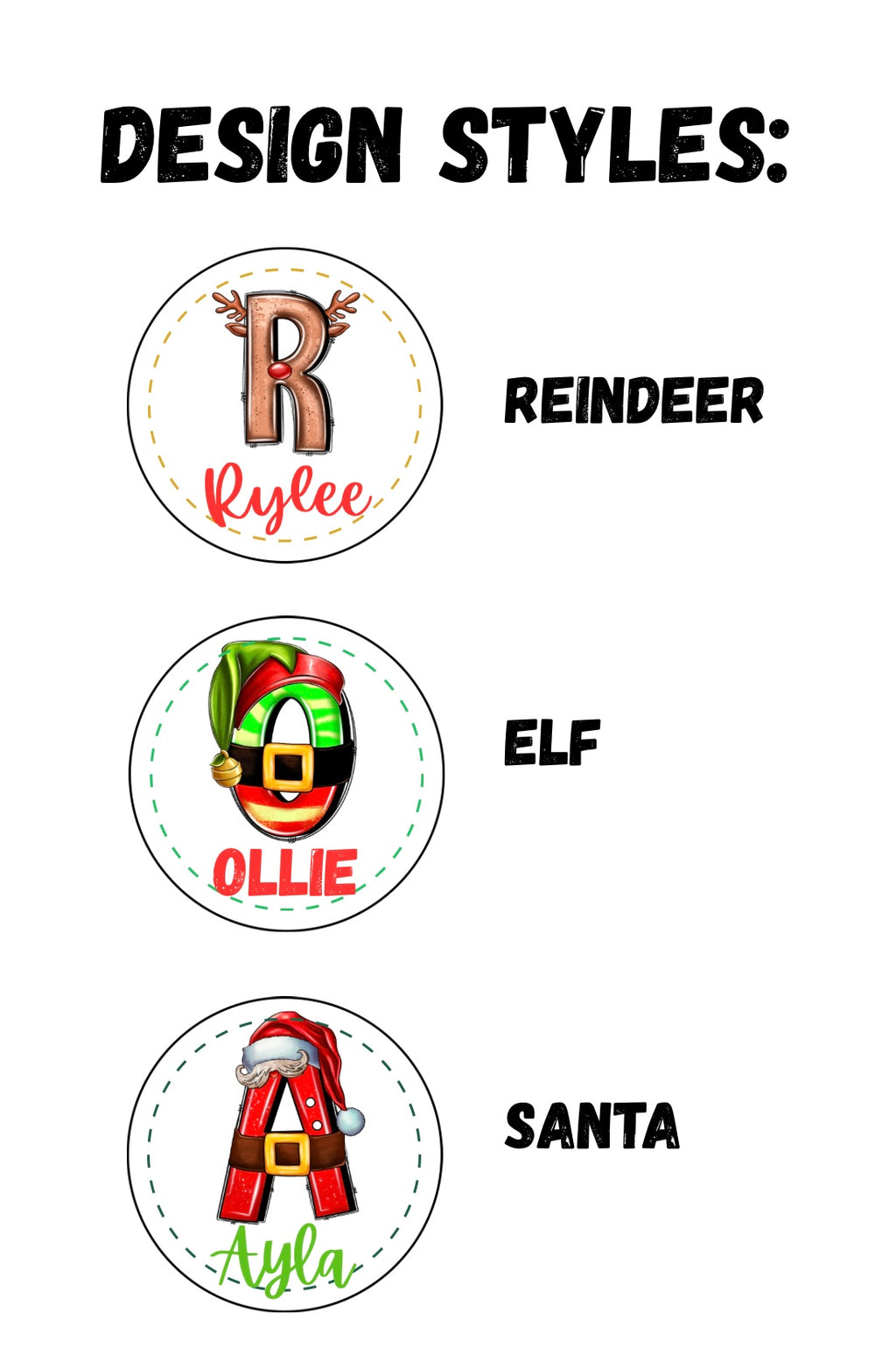 Personalised Christmas label stickers - initial style