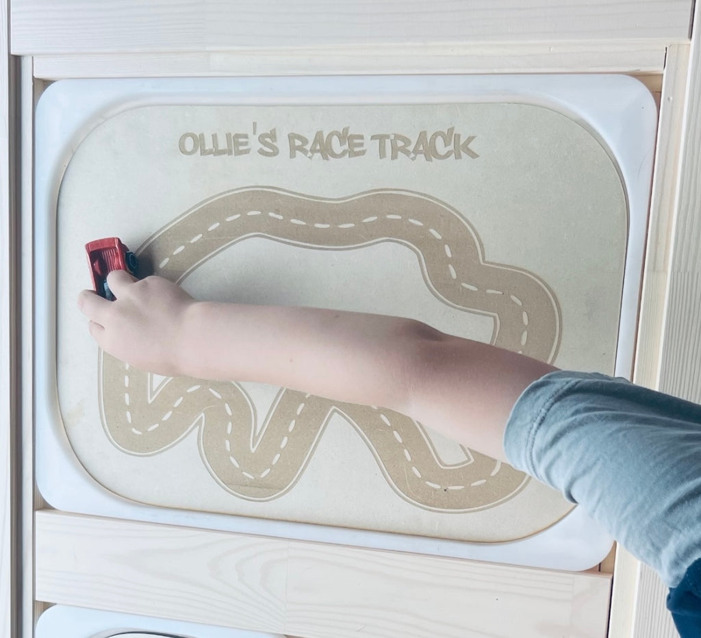 Race track personalised - FLISAT/TROFAST inserts for Large tub - 4 Little Dreamers