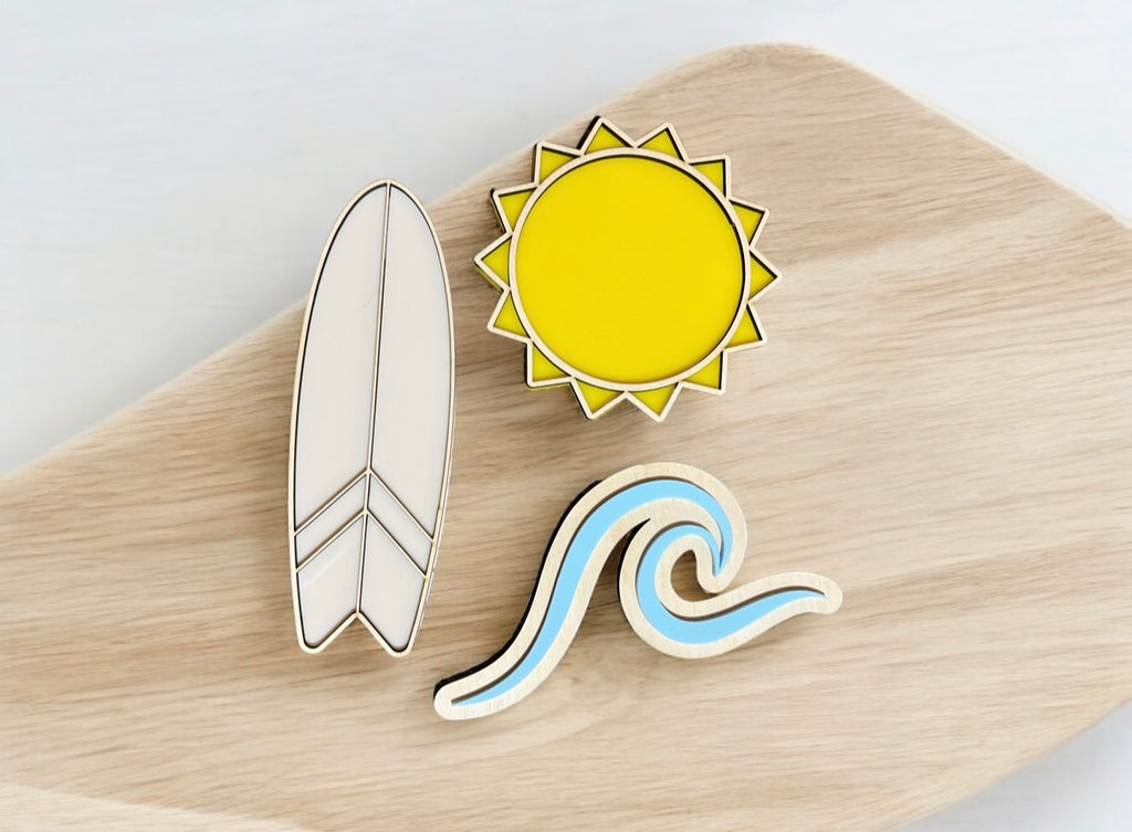 Set of 3 - surf, sun, wave wall decals. - 4 Little Dreamers