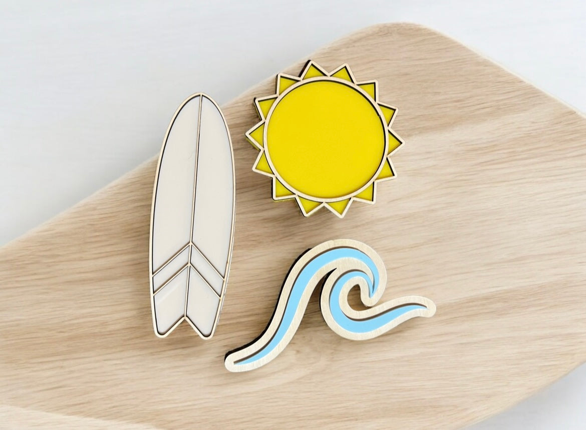Set of 3 - surf, sun, wave wall decals. - 4 Little Dreamers