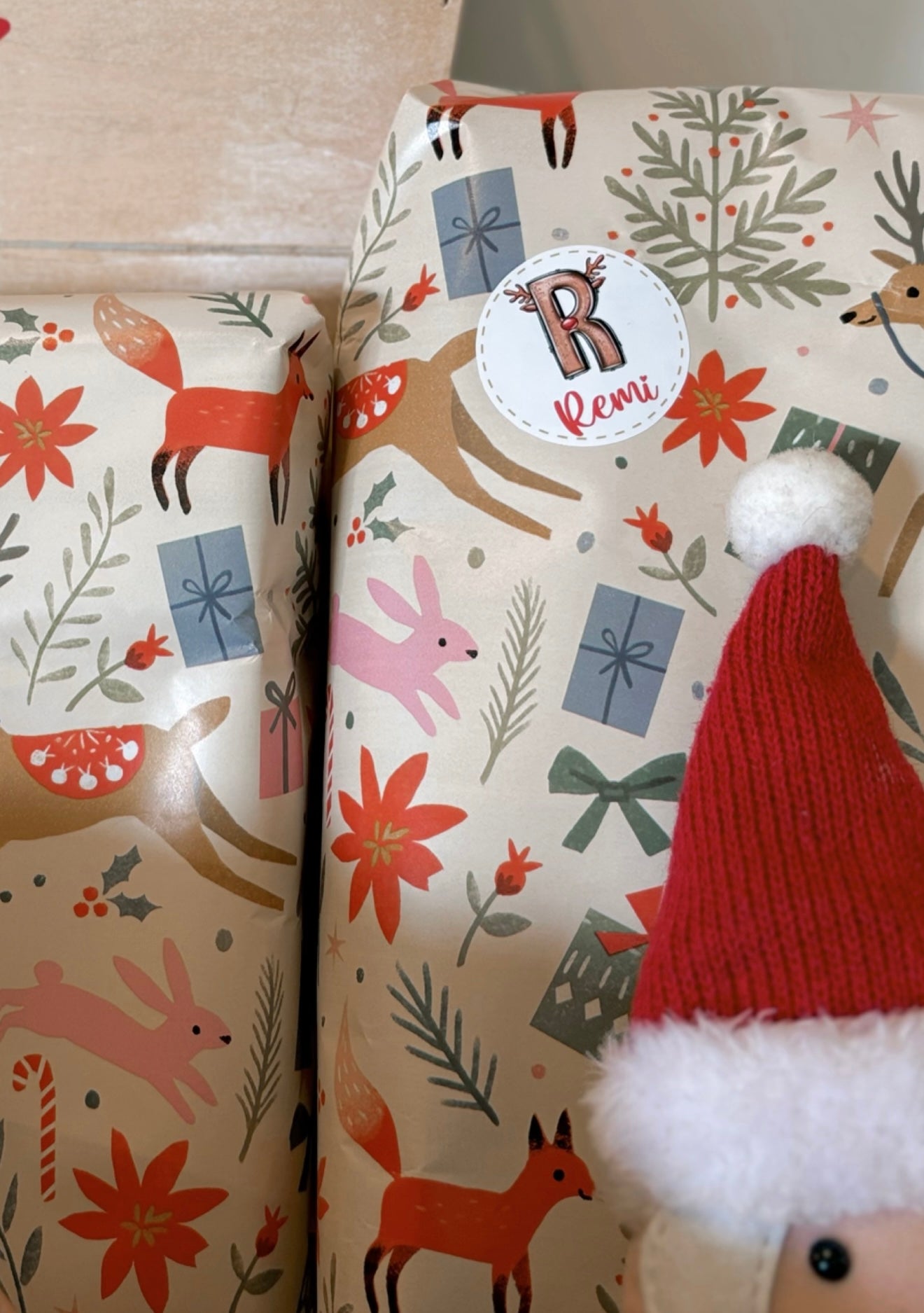 Personalised Christmas label stickers - initial style