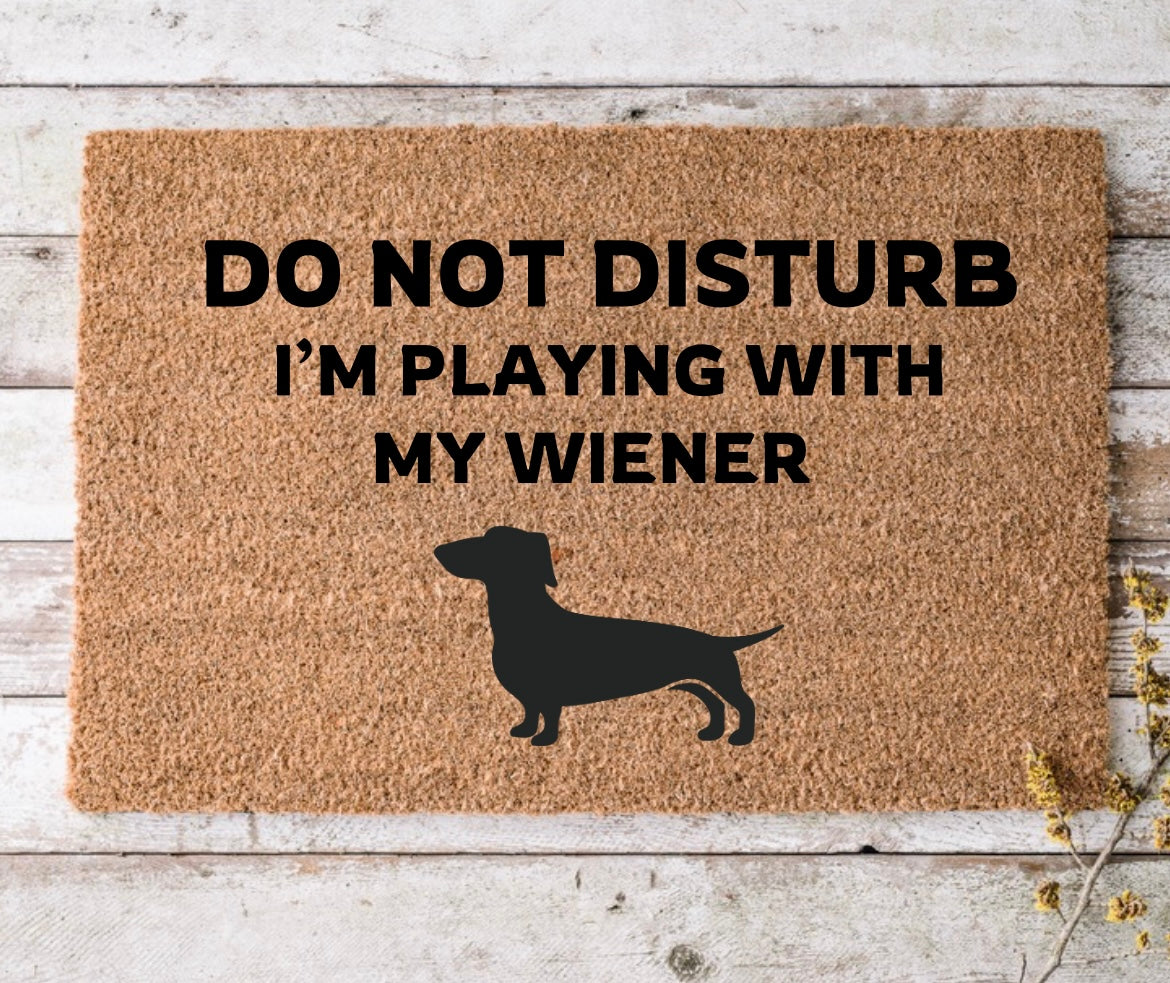 Playing with my wiener - door mat