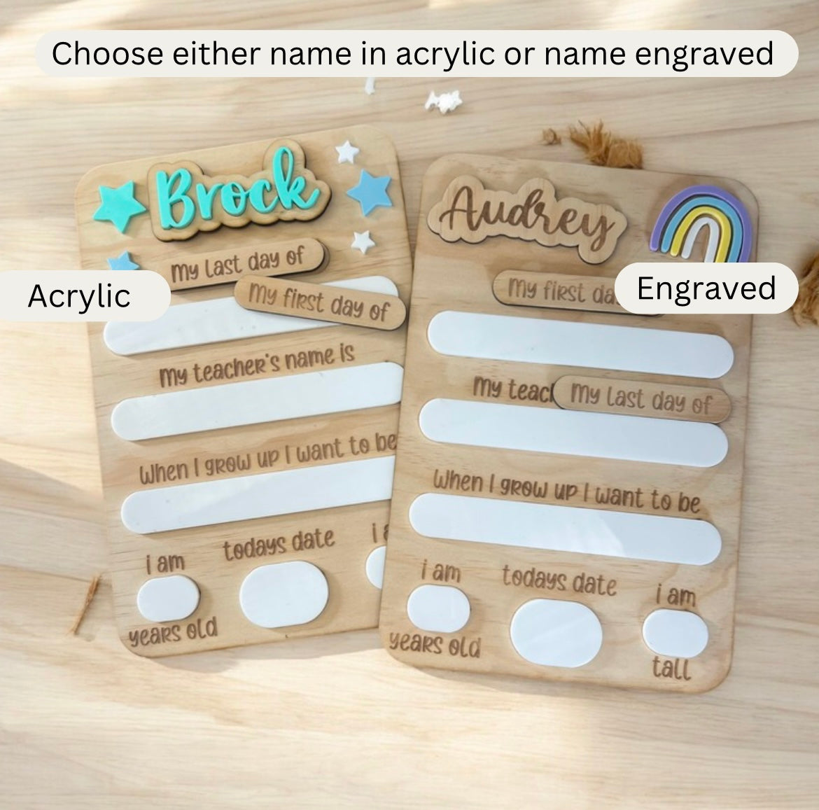 Interchangeable first day/last day board