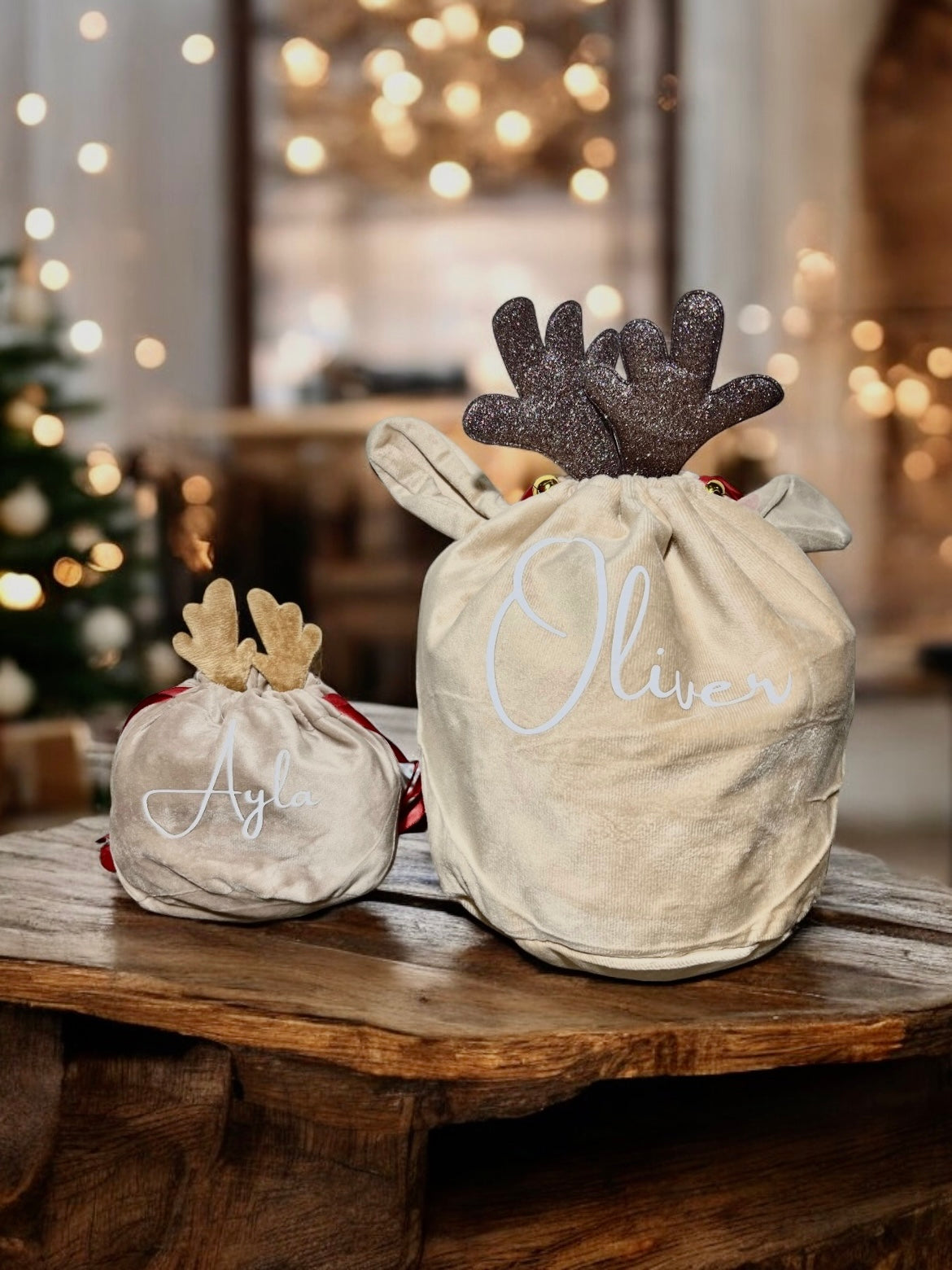 Velvet Reindeer gift bags - 4 Little Dreamers