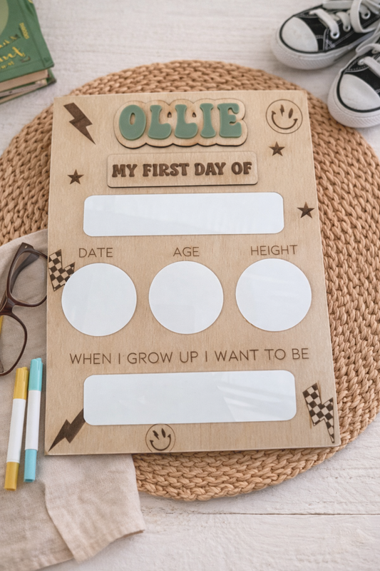 Interchangable first day/last day board - Checkered lightning design