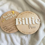 Stars and moon baby announcement plaque set