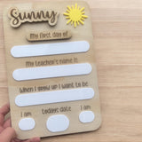 Interchangeable first day/last day board - multiple designs