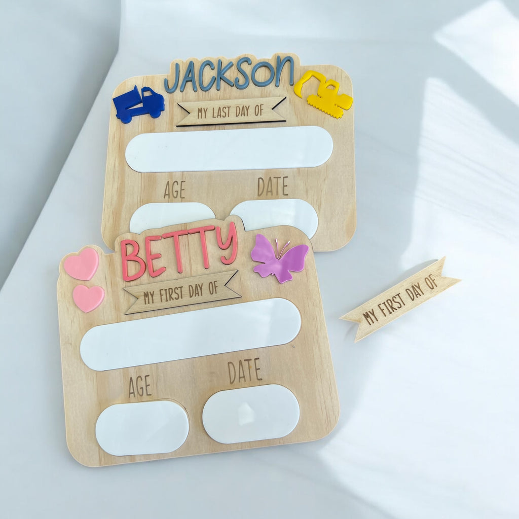 Interchangable first/last day board - smaller style