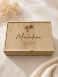 Personalised Wooden Keepsake box - Palm trees design